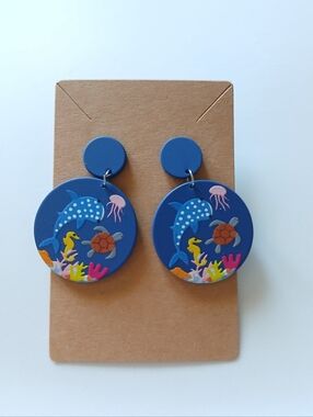 Fashion Jewelry Blue Ocean Animal Dangle Earrings